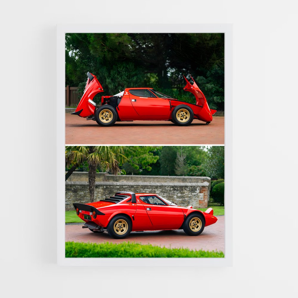 Poster Stratos Rouge – affiche Lancia (vue 3)